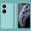 For Huawei P50 Pro Solid Color Imitation Liquid Silicone Straight Edge Dropproof Full Coverage Protective Case(Sky Blue)