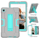 For Samsung Galaxy Tab A7 Lite T225 Contrast Color Robot Shockproof Silicone + PC Protective Case with Holder(Grey + Mint Green)