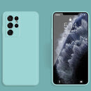 For Samsung Galaxy S21 Ultra 5G Solid Color Imitation Liquid Silicone Straight Edge Dropproof Full Coverage Protective Case(Sky Blue)