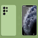 For Samsung Galaxy S21 Ultra 5G Solid Color Imitation Liquid Silicone Straight Edge Dropproof Full Coverage Protective Case(Matcha Green)