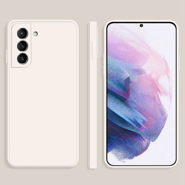 For Samsung Galaxy S21+ 5G Solid Color Imitation Liquid Silicone Straight Edge Dropproof Full Coverage Protective Case(White)