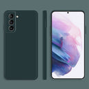 For Samsung Galaxy S21+ 5G Solid Color Imitation Liquid Silicone Straight Edge Dropproof Full Coverage Protective Case(Dark Green)