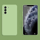 For Samsung Galaxy S21+ 5G Solid Color Imitation Liquid Silicone Straight Edge Dropproof Full Coverage Protective Case(Matcha Green)
