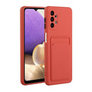 For Samsung Galaxy A32 4G Card Slot Design Shockproof TPU Protective Case(Plum Red)