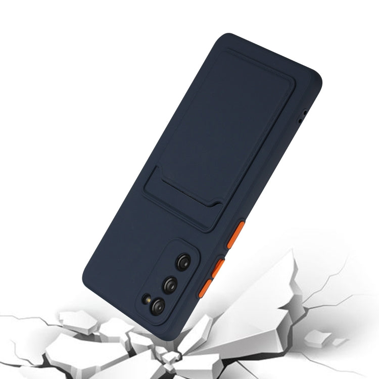 For Samsung Galaxy S20 FE Card Slot Design Shockproof TPU Protective Case(Dark Blue)