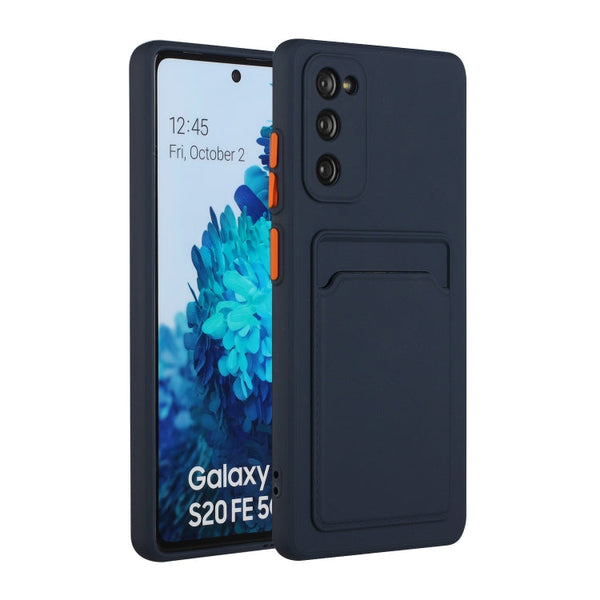 For Samsung Galaxy S20 FE Card Slot Design Shockproof TPU Protective Case(Dark Blue)