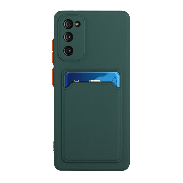 For Samsung Galaxy S20 FE Card Slot Design Shockproof TPU Protective Case(Dark Green)