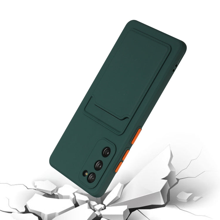 For Samsung Galaxy S20 FE Card Slot Design Shockproof TPU Protective Case(Dark Green)