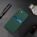 For Samsung Galaxy S21 5G Card Slot Design Shockproof TPU Protective Case(Dark Green)