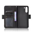 For Samsung Galaxy S21 FE Skin Feel Calf Pattern Horizontal Flip Leather Case with Holder & Card Slots & Photo Frame(Black)