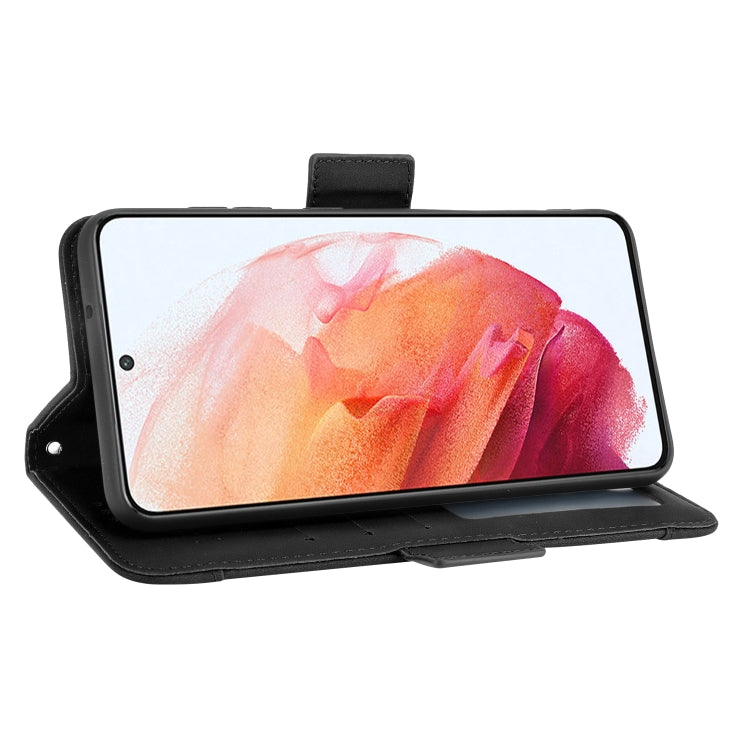 For Samsung Galaxy S21 FE Skin Feel Calf Pattern Horizontal Flip Leather Case with Holder & Card Slots & Photo Frame(Black)