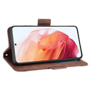 For Samsung Galaxy S21 FE Skin Feel Calf Pattern Horizontal Flip Leather Case with Holder & Card Slots & Photo Frame(Brown)