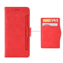 For Samsung Galaxy S21 FE Skin Feel Calf Pattern Horizontal Flip Leather Case with Holder & Card Slots & Photo Frame(Red)
