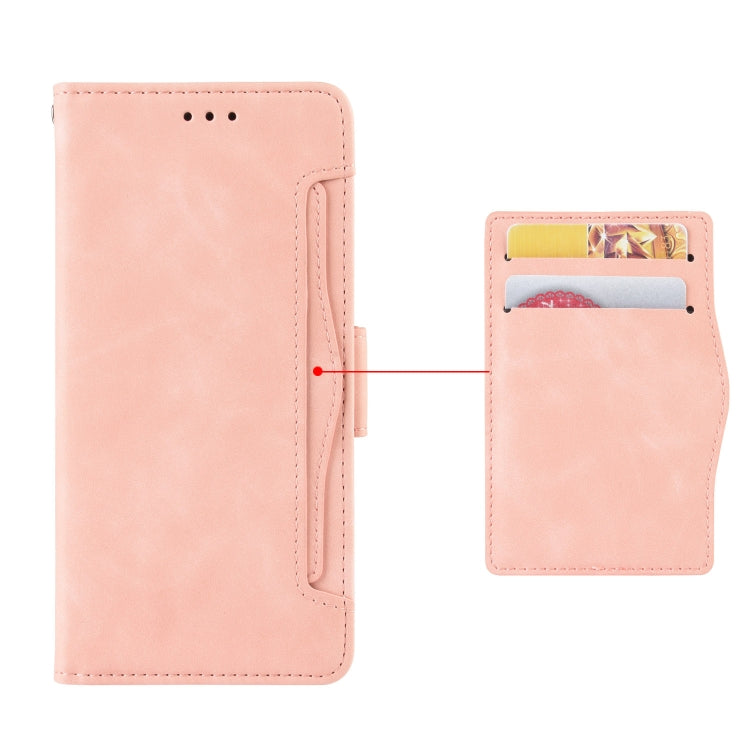For Samsung Galaxy S21 FE Skin Feel Calf Pattern Horizontal Flip Leather Case with Holder & Card Slots & Photo Frame(Pink)