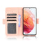 For Samsung Galaxy S21 FE Skin Feel Calf Pattern Horizontal Flip Leather Case with Holder & Card Slots & Photo Frame(Pink)