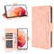 For Samsung Galaxy S21 FE Skin Feel Calf Pattern Horizontal Flip Leather Case with Holder & Card Slots & Photo Frame(Pink)