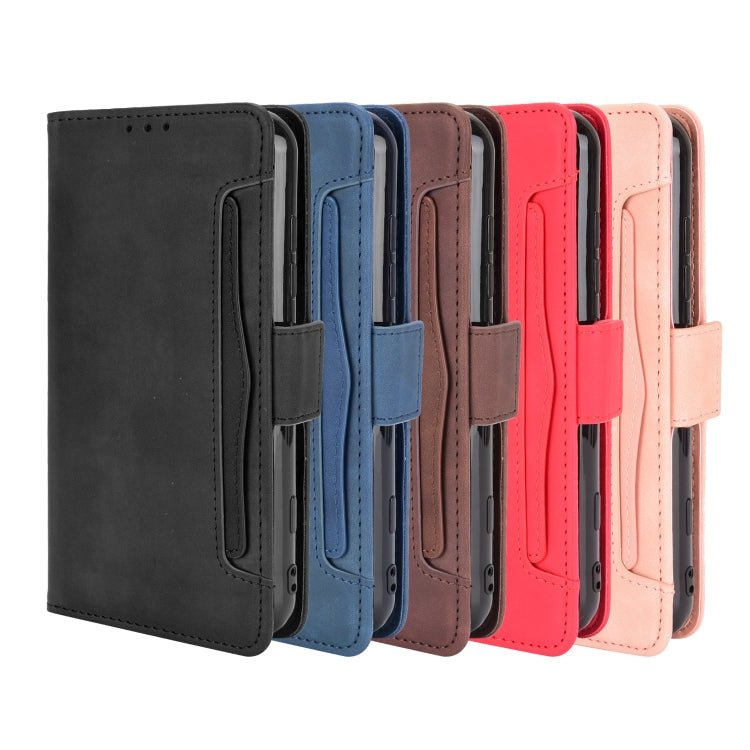 For Samsung Galaxy S21 FE Skin Feel Calf Pattern Horizontal Flip Leather Case with Holder & Card Slots & Photo Frame(Blue)