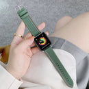 Three Lines Canvas Watch Band For Apple Watch Ultra 49mm / Series 8&7 45mm / SE 2&6&SE&5&4 44mm / 3&2&1 42mm(Green)