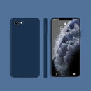 Solid Color Imitation Liquid Silicone Straight Edge Dropproof Full Coverage Protective Case For iPhone SE 2022 / SE 2020 / 8 / 7(Blue)