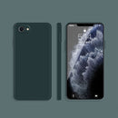 For iPhone SE 2022 / SE 2020 / 8 / 7 Solid Color Imitation Liquid Silicone Straight Edge Dropproof Full Coverage Protective Case(Dark Green)