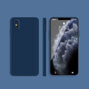 Solid Color Imitation Liquid Silicone Straight Edge Dropproof Full Coverage Protective Case For iPhone X / XS(Blue)