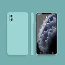 Solid Color Imitation Liquid Silicone Straight Edge Dropproof Full Coverage Protective Case For iPhone X / XS(Sky Blue)