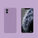Solid Color Imitation Liquid Silicone Straight Edge Dropproof Full Coverage Protective Case For iPhone 12(Purple)