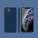 Solid Color Imitation Liquid Silicone Straight Edge Dropproof Full Coverage Protective Case For iPhone 12 Pro Max(Blue)