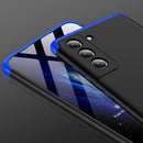 For Samsung Galaxy S21 FE GKK Three Stage Splicing Full Coverage PC Case(Black Blue)