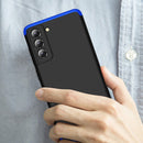 For Samsung Galaxy S21 FE GKK Three Stage Splicing Full Coverage PC Case(Black Blue)
