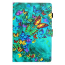 For Samsung Galaxy Tab A7 Lite 8.7 (2021) T220 Coloured Drawing Stitching Horizontal Flip Leather Case with Holder & Card Slot(Green Butterfly)