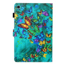 For Samsung Galaxy Tab A7 Lite 8.7 (2021) T220 Coloured Drawing Stitching Horizontal Flip Leather Case with Holder & Card Slot(Green Butterfly)