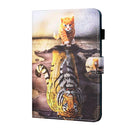 For Samsung Galaxy Tab A7 Lite 8.7 (2021) T220 Coloured Drawing Stitching Horizontal Flip Leather Case with Holder & Card Slot(Cat and Tiger)