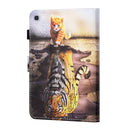 For Samsung Galaxy Tab A7 Lite 8.7 (2021) T220 Coloured Drawing Stitching Horizontal Flip Leather Case with Holder & Card Slot(Cat and Tiger)