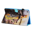 For Samsung Galaxy Tab A7 Lite 8.7 (2021) T220 Coloured Drawing Stitching Horizontal Flip Leather Case with Holder & Card Slot(Cat and Tiger)
