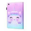 For Samsung Galaxy Tab A7 Lite 8.7 (2021) T220 Coloured Drawing Stitching Horizontal Flip Leather Case with Holder & Card Slot(Unicorn)