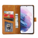 For Samsung Galaxy S21 FE Calf Texture Double Fold Clasp Horizontal Flip Leather Case with Photo Frame & Holder & Card Slots & Wallet(Red)