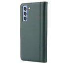 For Samsung Galaxy S21 FE Calf Texture Double Fold Clasp Horizontal Flip Leather Case with Photo Frame & Holder & Card Slots & Wallet(Green)