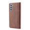 For Samsung Galaxy S21 FE Calf Texture Double Fold Clasp Horizontal Flip Leather Case with Photo Frame & Holder & Card Slots & Wallet(Brown)