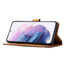 For Samsung Galaxy S21 FE Calf Texture Double Fold Clasp Horizontal Flip Leather Case with Photo Frame & Holder & Card Slots & Wallet(Brown)