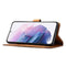 For Samsung Galaxy S21 FE Calf Texture Double Fold Clasp Horizontal Flip Leather Case with Photo Frame & Holder & Card Slots & Wallet(Brown)