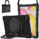 For Samsung Galaxy Tab S6 Lite P610 Silicone + PC Protective Case with Holder & Shoulder Strap(Black)