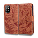 For OPPO Reno5 Z Tiger Embossing Pattern Horizontal Flip Leather Case with Holder & Card Slots & Wallet(Brown)