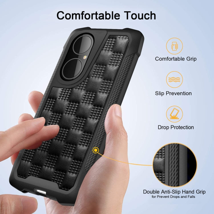 For Huawei P50 3D Embossed PU + PC + TPU Skidproof Shockproof Case(Black)