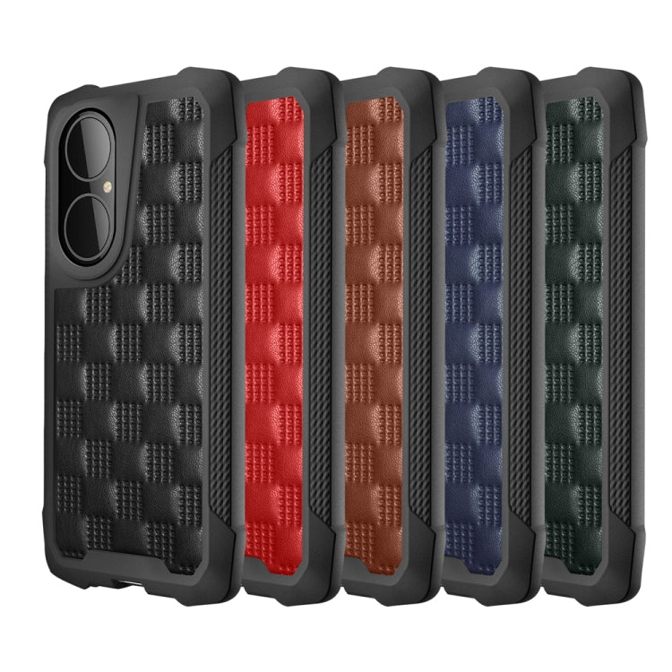 For Huawei P50 3D Embossed PU + PC + TPU Skidproof Shockproof Case(Red)