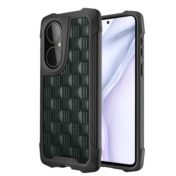 For Huawei P50 3D Embossed PU + PC + TPU Skidproof Shockproof Case(Green)