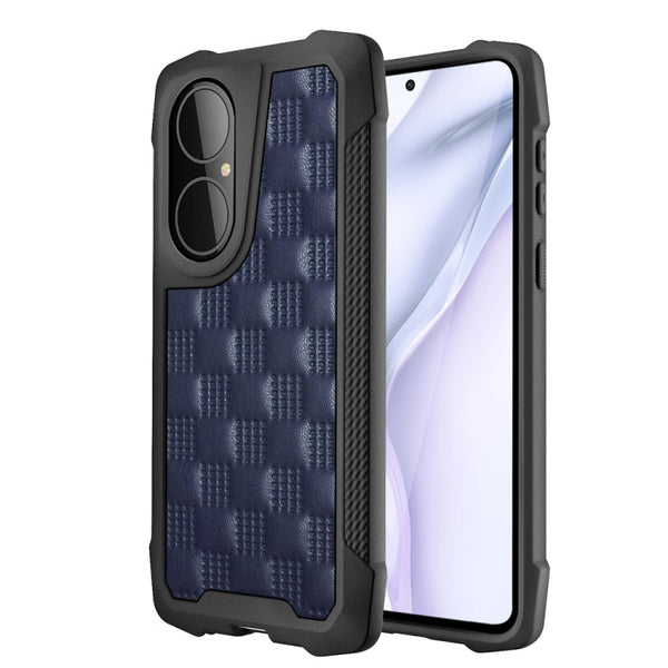 For Huawei P50 3D Embossed PU + PC + TPU Skidproof Shockproof Case(Blue)