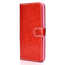 For Samsung Galaxy S21 FE Glitter Powder Horizontal Flip Leather Case with Card Slots & Holder & Photo Frame & Wallet(Red)