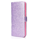 For Samsung Galaxy S21 FE Glitter Powder Horizontal Flip Leather Case with Card Slots & Holder & Photo Frame & Wallet(Purple)