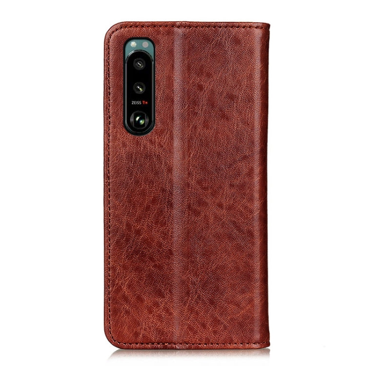 For Sony Xperia 5 III Magnetic Crazy Horse Texture Horizontal Flip Leather Case with Holder & Card Slots & Wallet(Brown)